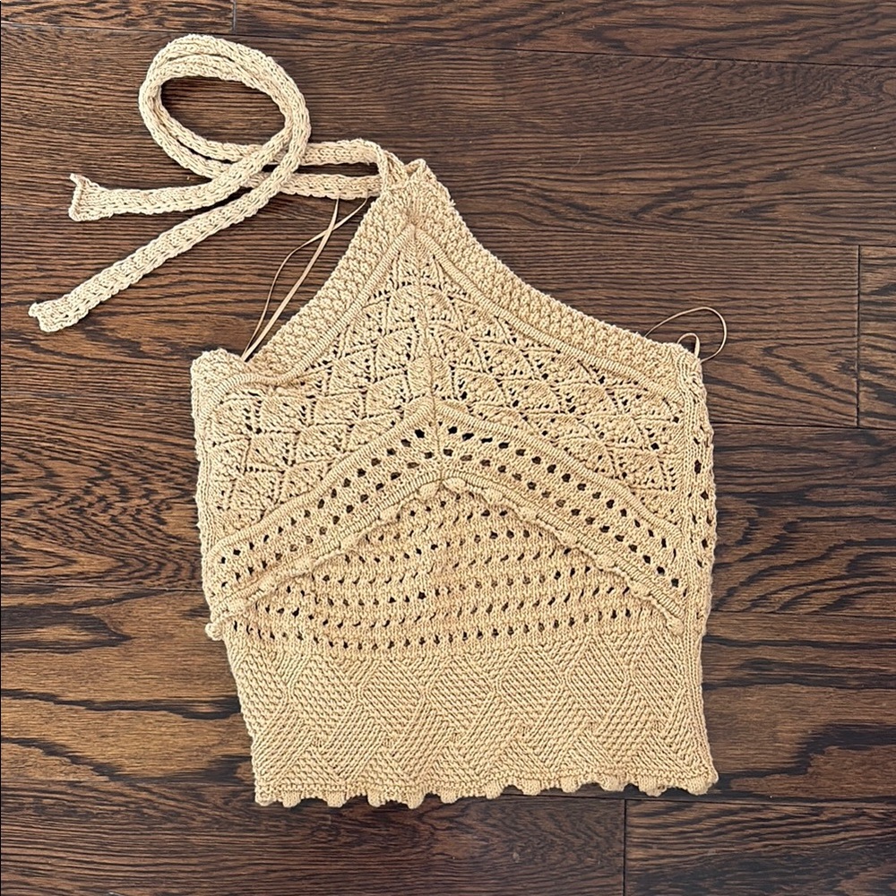 Zara Cream Asymmetrical Tie Front Tank Top